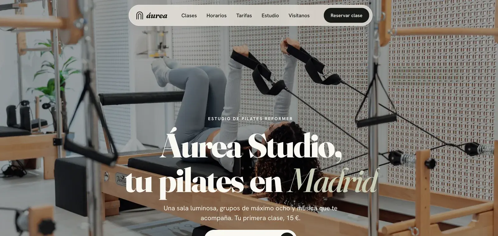 Captura de una web de pilates